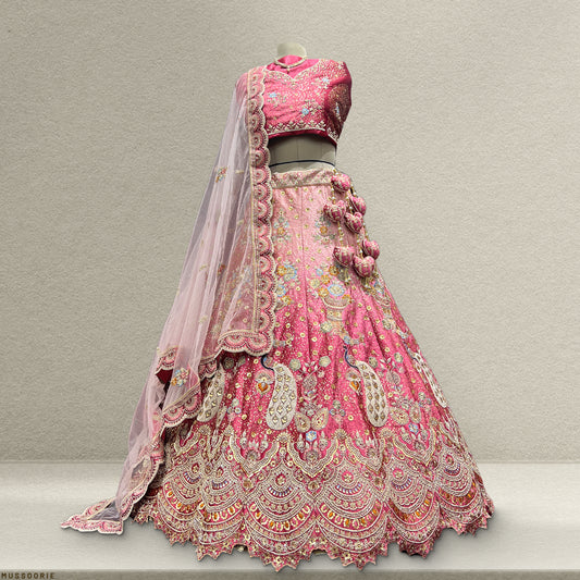 Rosé - Wedding Trousseau in Pastel Hues Ombre Pink Lehenga