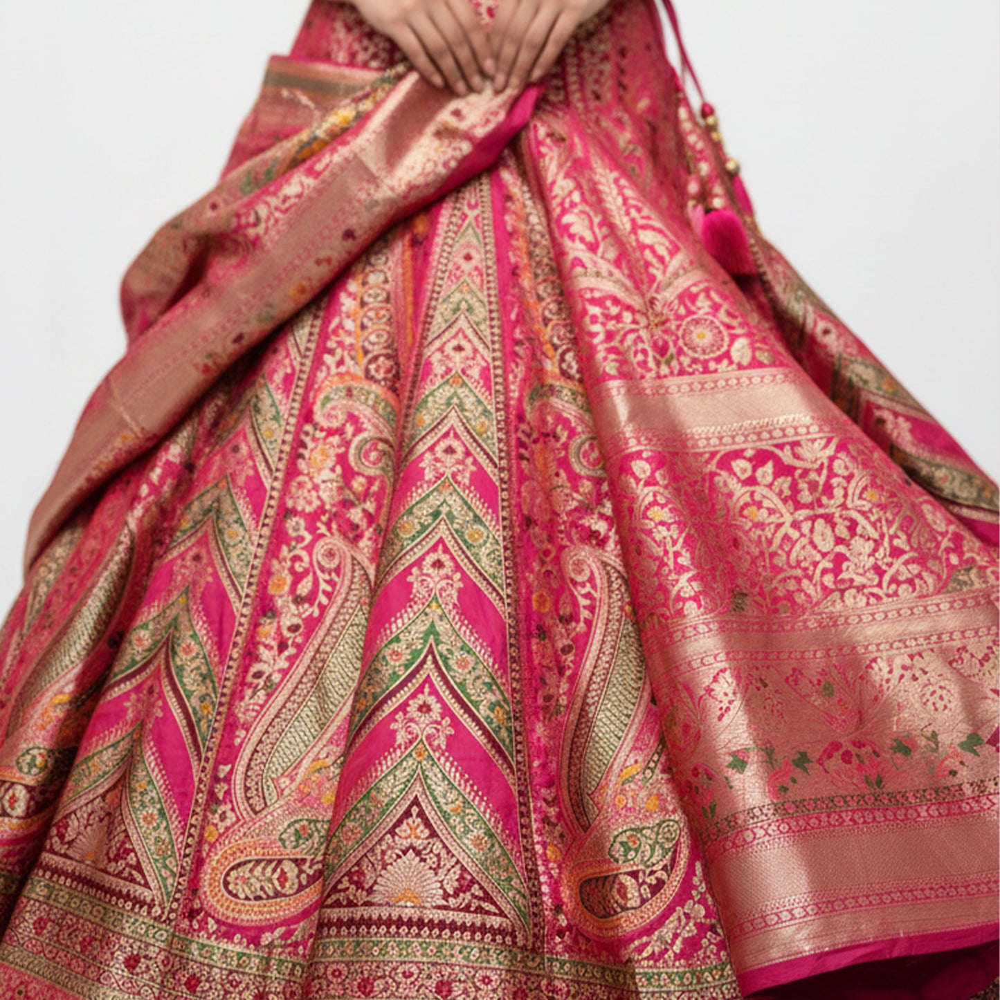 Proper Patola - Pink Banarasi Weave Lehenga with Beautiful Flair