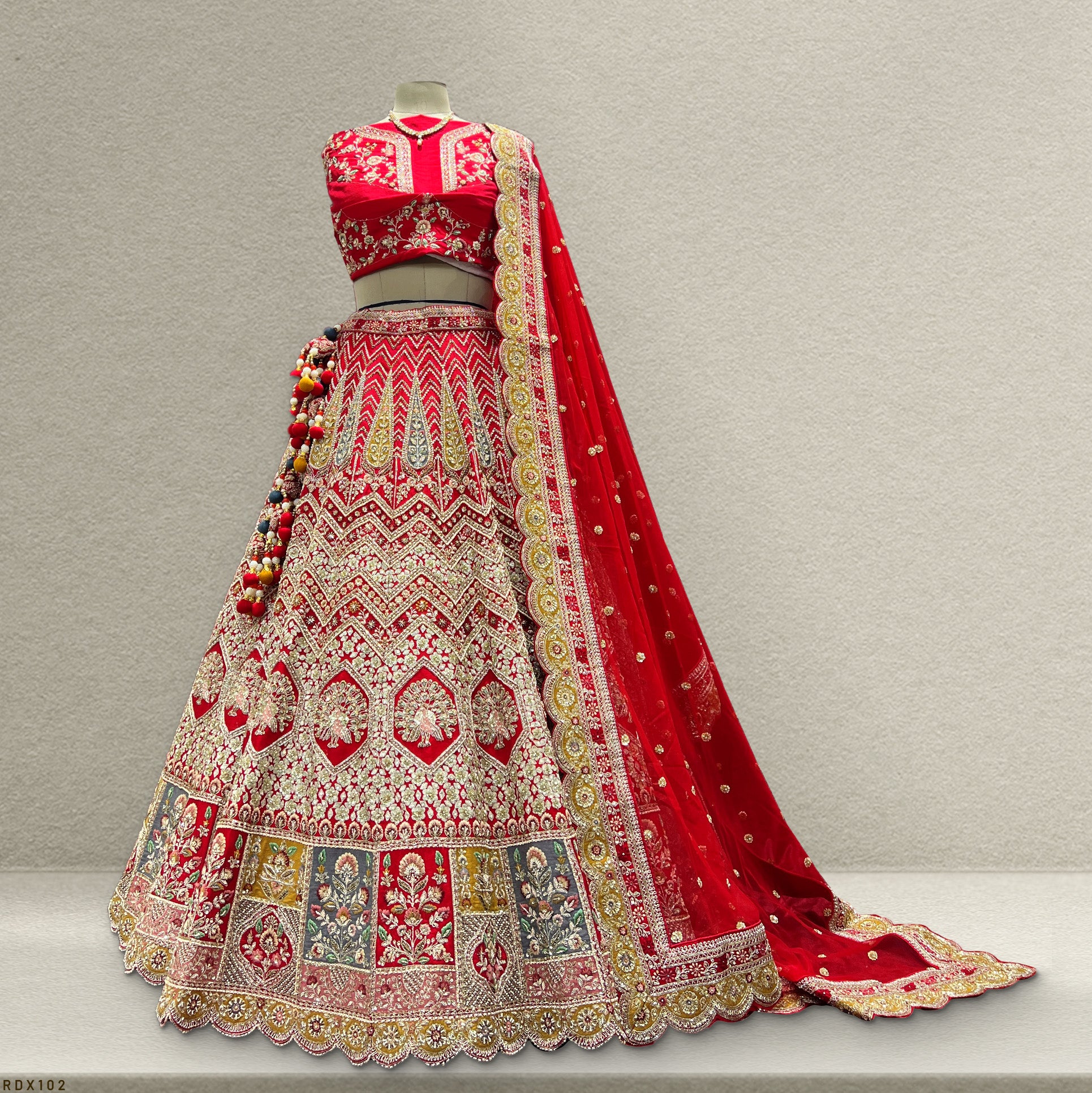 Royal Baggi - Zardosi Handwork Royal Red Bridal Lehenga JMS Studio {{ Royal Red Bridal Lehenga}}