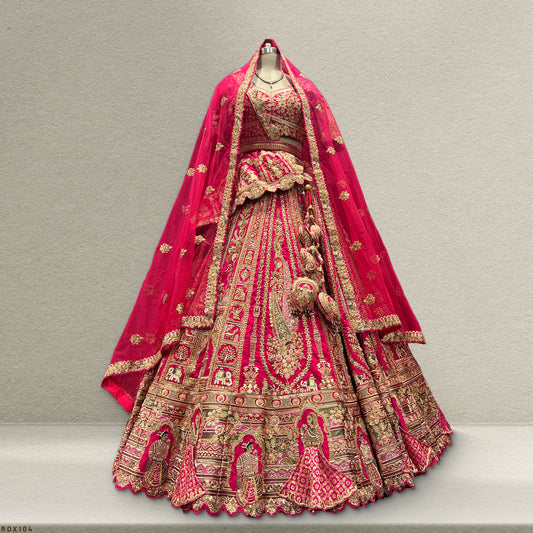 Dulhan in Rani Lehenga : Raw Silk Royal rani Pink Bridal Lehenga JMS Studio {{ Royal Red Bridal Lehenga}}