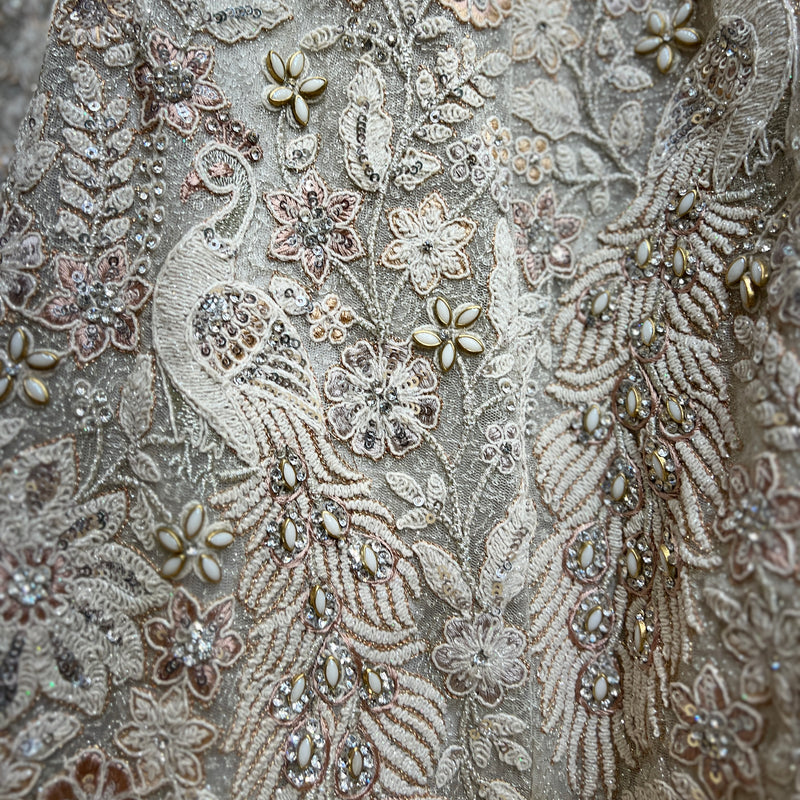 Jazzagals - The Modern Designer Ivory Lehenga for Reception for Bride