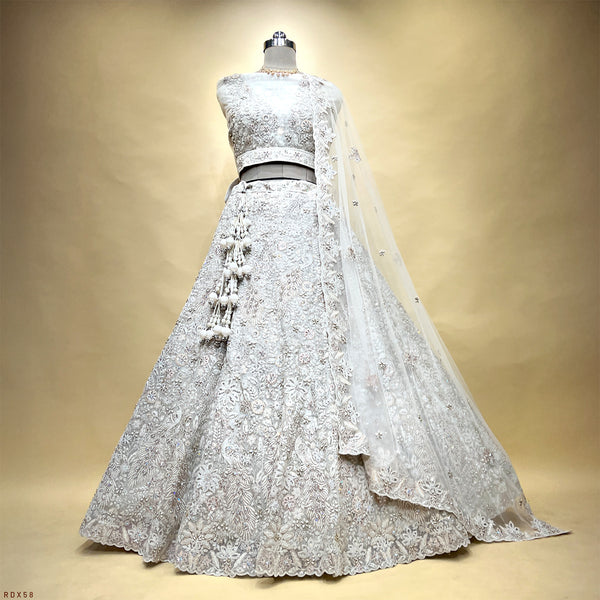 Jazzagals - The Modern Designer Ivory Lehenga for Reception for Bride