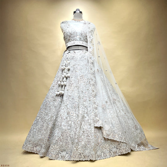 Jazzagals - The Modern Designer Ivory Lehenga for Reception for Bride