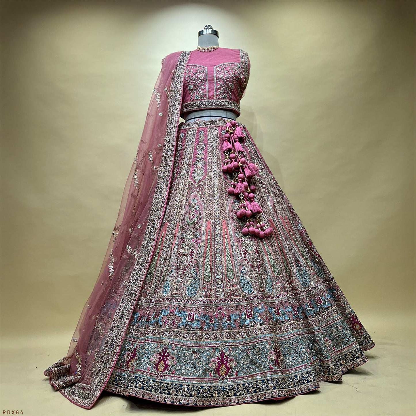 Jazzagals - Pink Designer Lehenga with Elephant Motifs