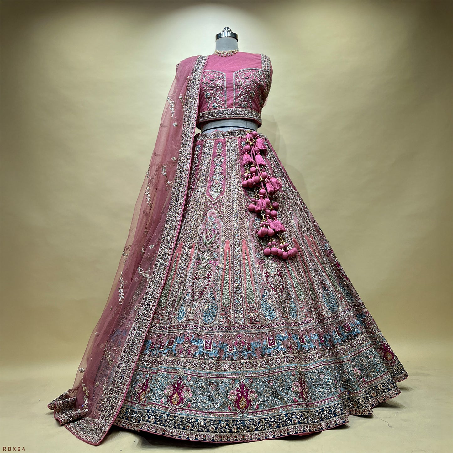 Jazzagals - Pink Designer Lehenga with Elephant Motifs