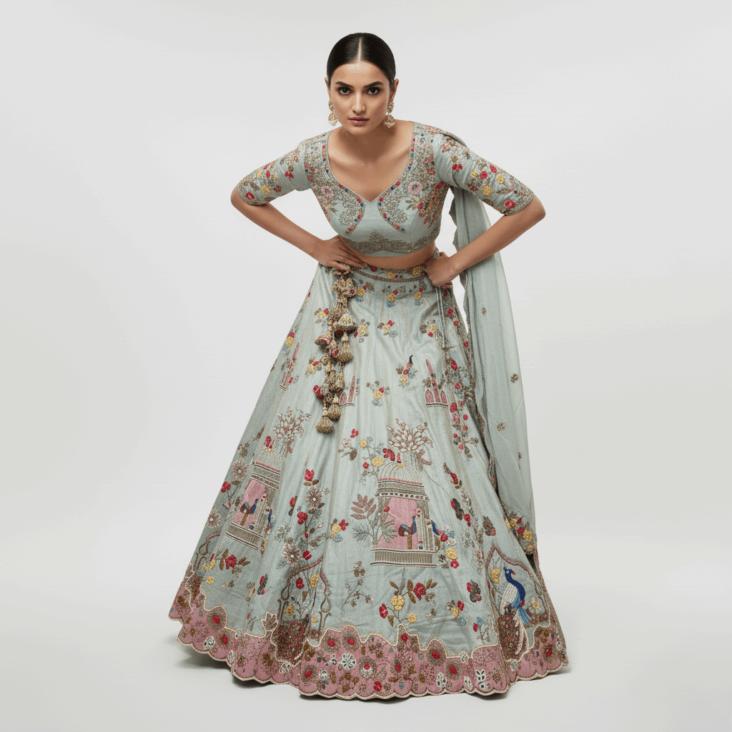 Vantara - Multicolor Soft Silk Stunning Designer Lehenga