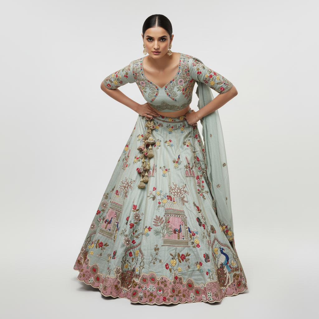 Vantara - Multicolor Soft Silk Stunning Designer Lehenga