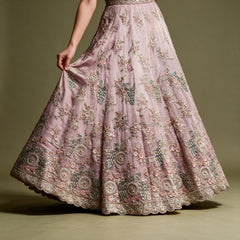 Royalty - Baby Pink Glass Tissue Resham & Cutdana Floral Lehenga