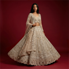 Cutdana Beads Handwork Designer Reception Wear Lehenga