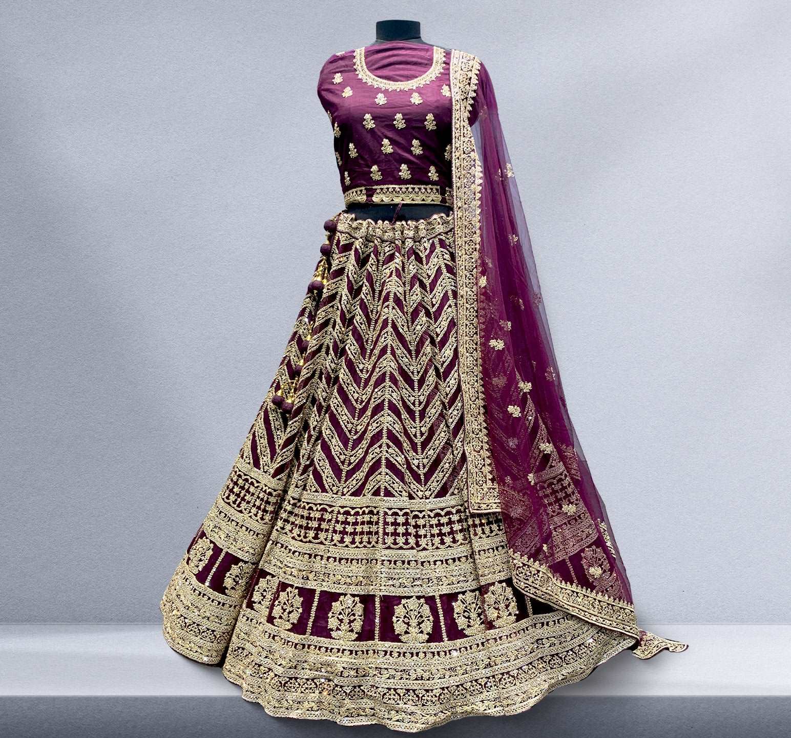 Padmini - The Designer Replica Lehenga Wine JMS Studio {{ Royal Red Bridal Lehenga}}