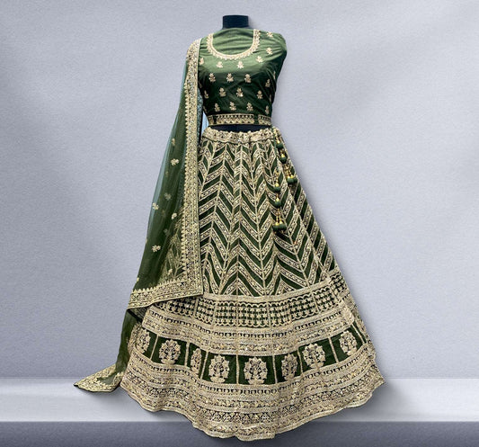 Padmini - The Designer Replica Lehenga Green JMS Studio {{ Royal Red Bridal Lehenga}}