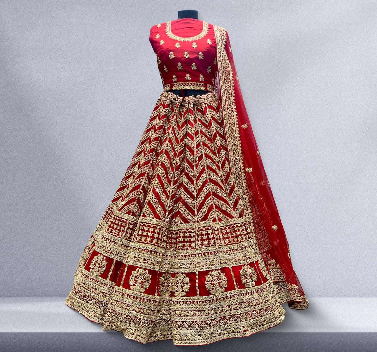 Padmini - The Designer Replica Lehenga Red JMS Studio {{ Royal Red Bridal Lehenga}}