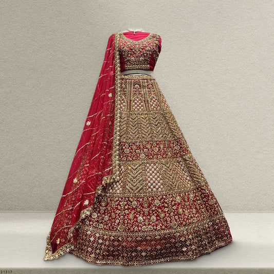 Jazzagals - Beads & Cutdana Handwork Maroon Trending Lehenga JMS Studio {{ Royal Red Bridal Lehenga}}