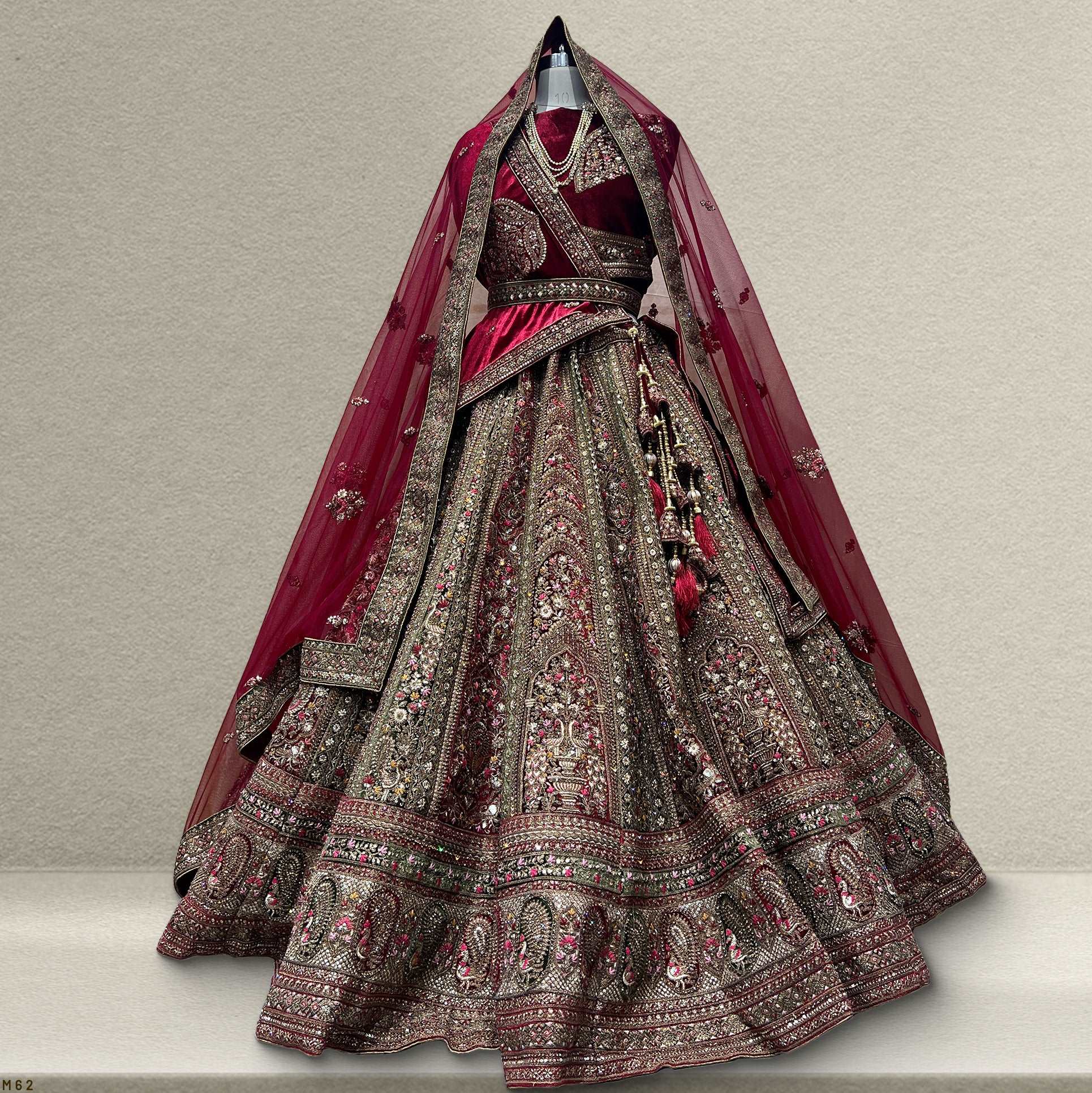 Rajgharana - The Velvet Maroon Bridal Lehenga JMS Studio {{ Royal Red Bridal Lehenga}}