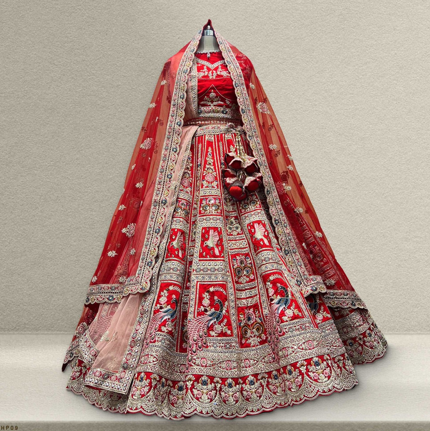 Dulhan in Red Lehenga Elegance: Raw Silk Royal Red Bridal Lehenga