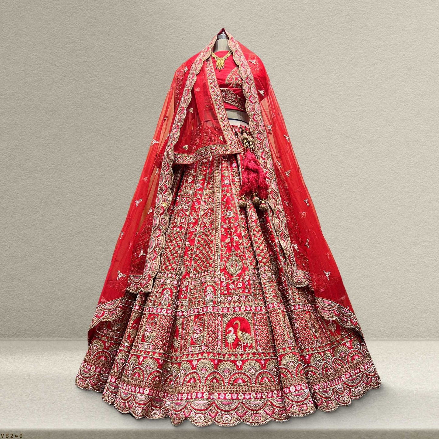 Dulhan in Red Lehenga Elegance: Raw Silk Royal Red Bridal Lehenga