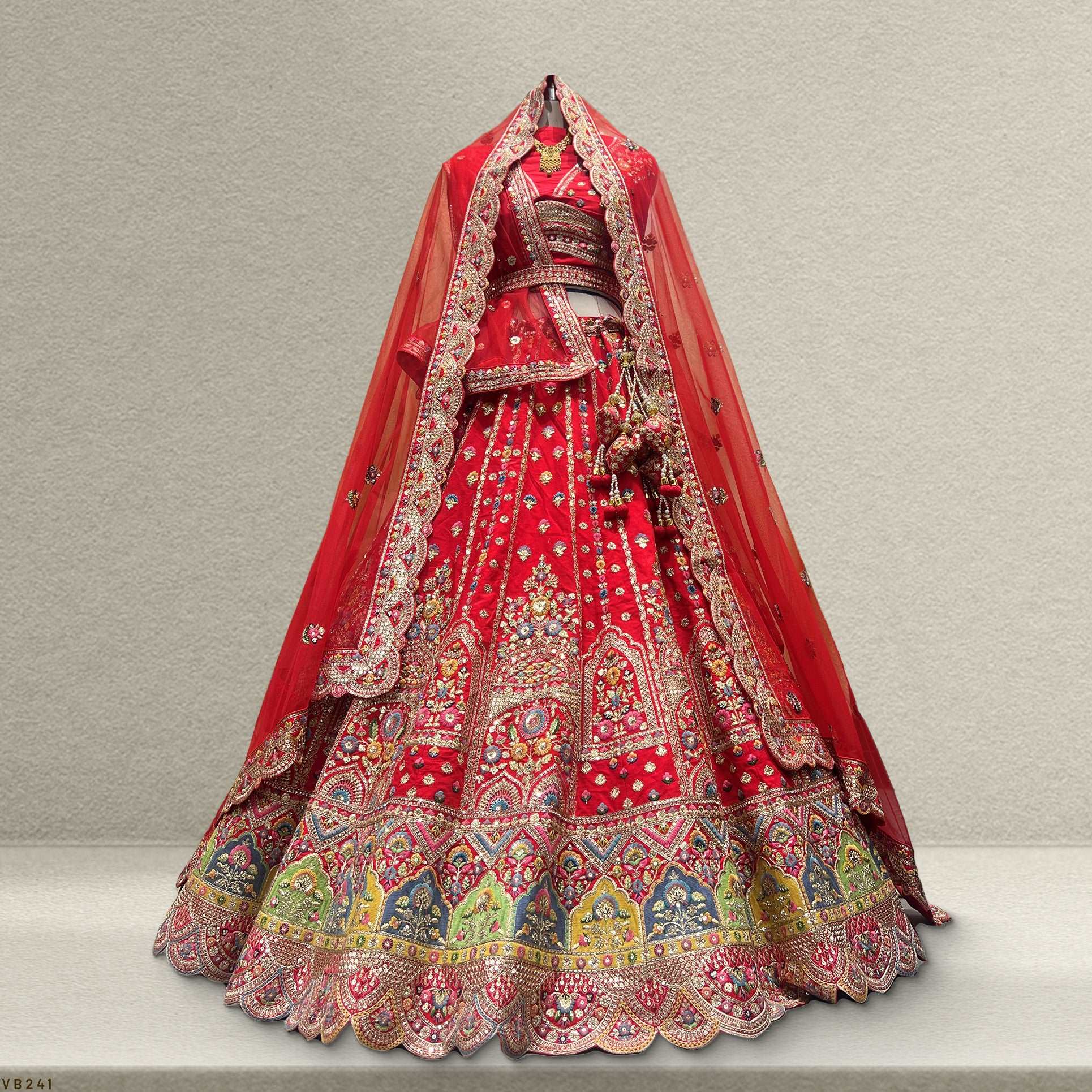 Dulhan in Red Lehenga Elegance: Raw Silk Royal Red Bridal Lehenga