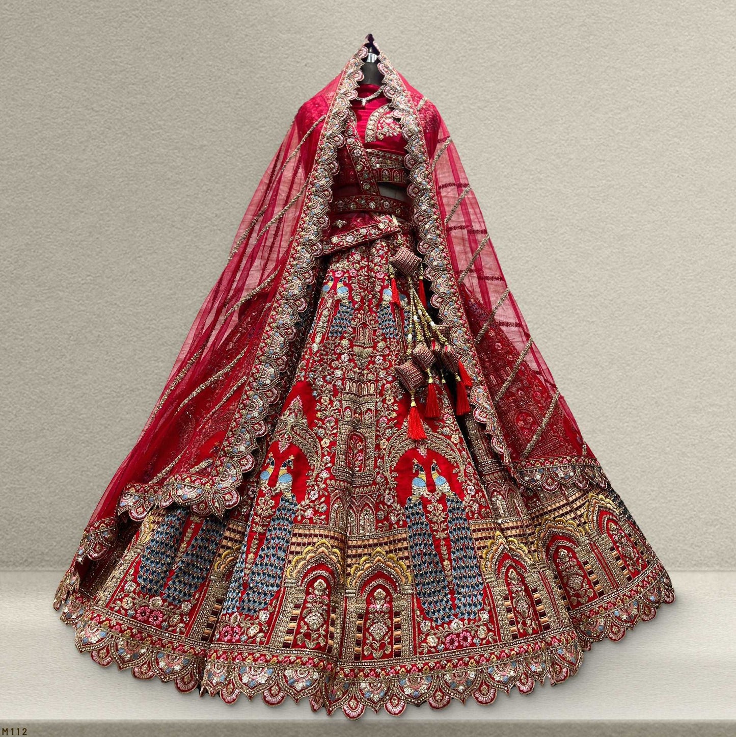 Dulhan in Red Lehenga Elegance: Raw Silk Royal Red Bridal Lehenga