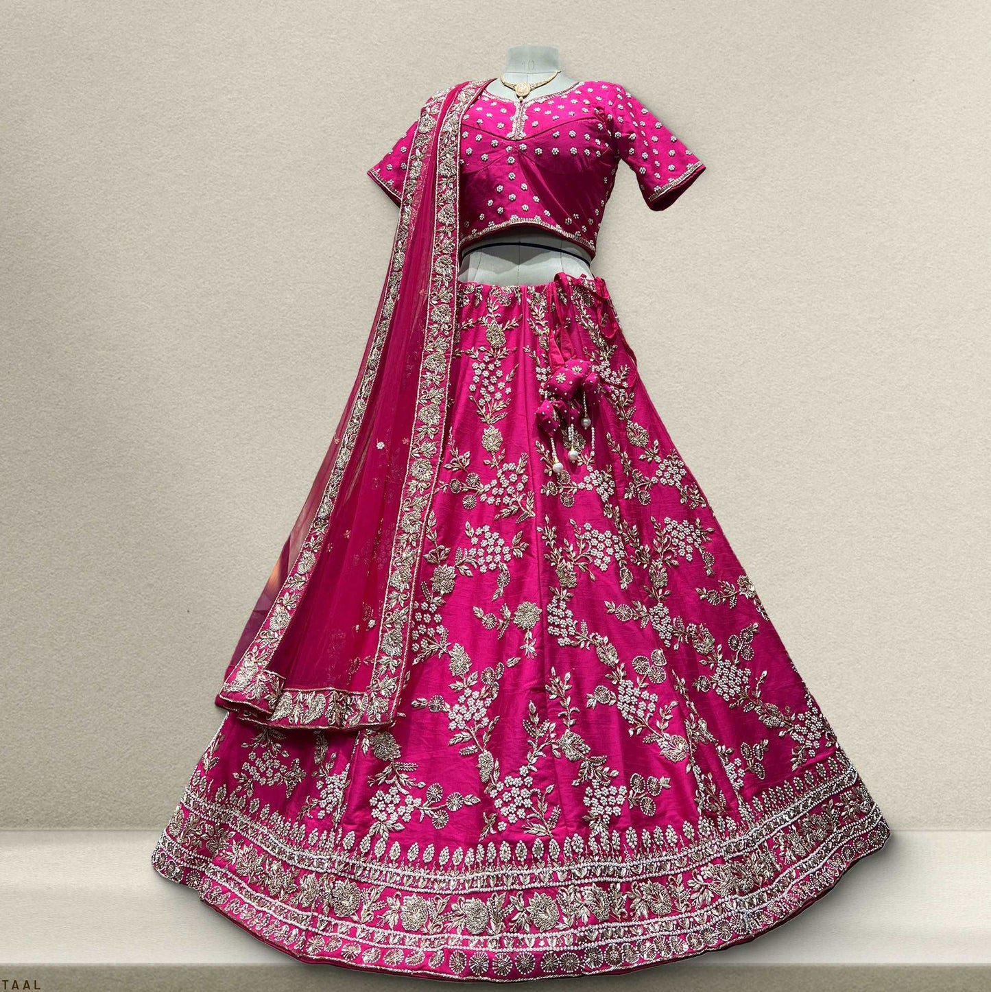 Royal Baggi - Zardosi Handwork Pink Raw Silk Lehenga JMS Studio {{ Royal Red Bridal Lehenga}}