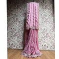 Lilac crepe silk saree with embellished border, sequin and bead work