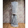 Silver grey organza saree with cut-dana & sequin work, decorative hem border