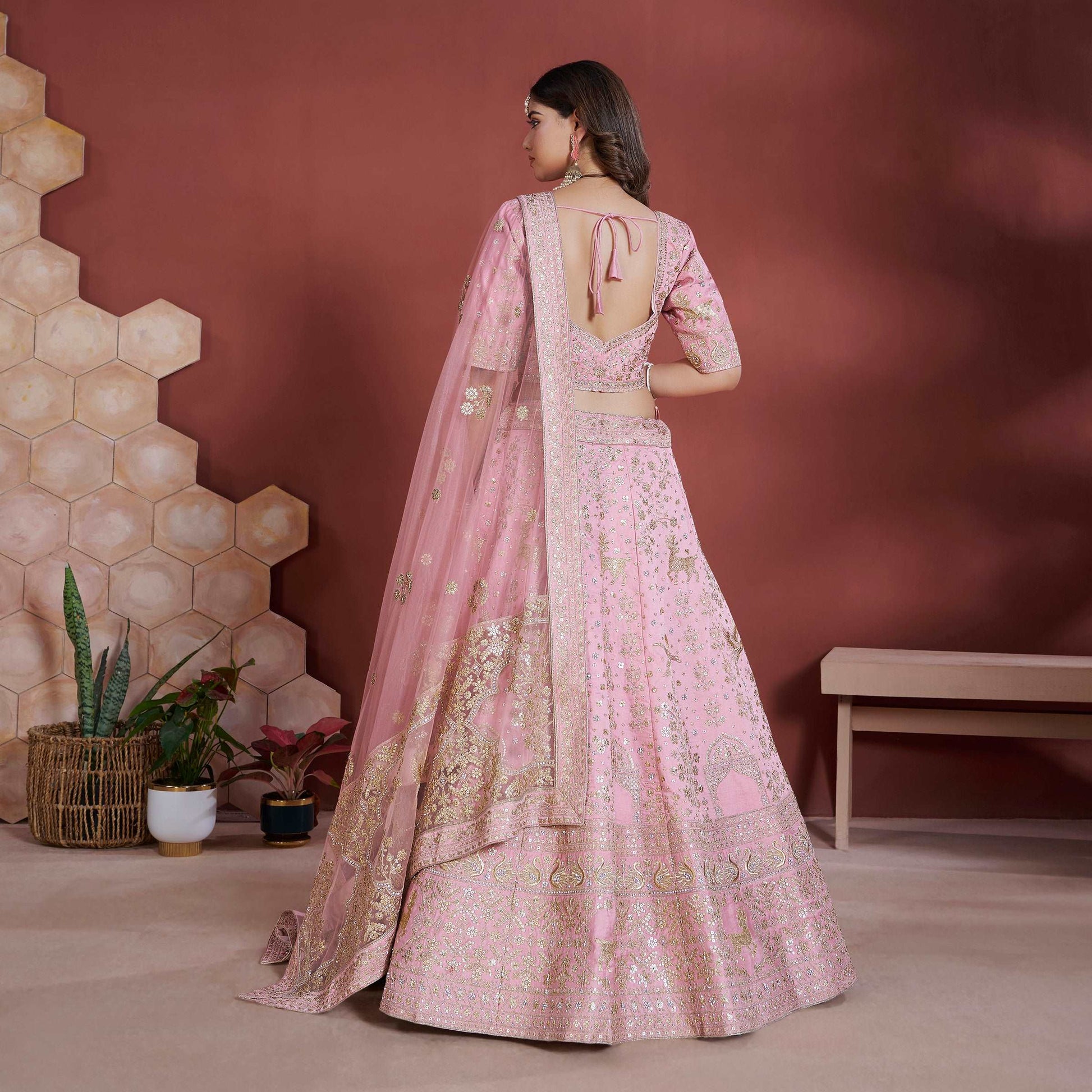 Dulhan in Soft Pink Lehenga : Matsya-Inspired Royal Baggi Collection JMS Studio {{ Royal Red Bridal Lehenga}}