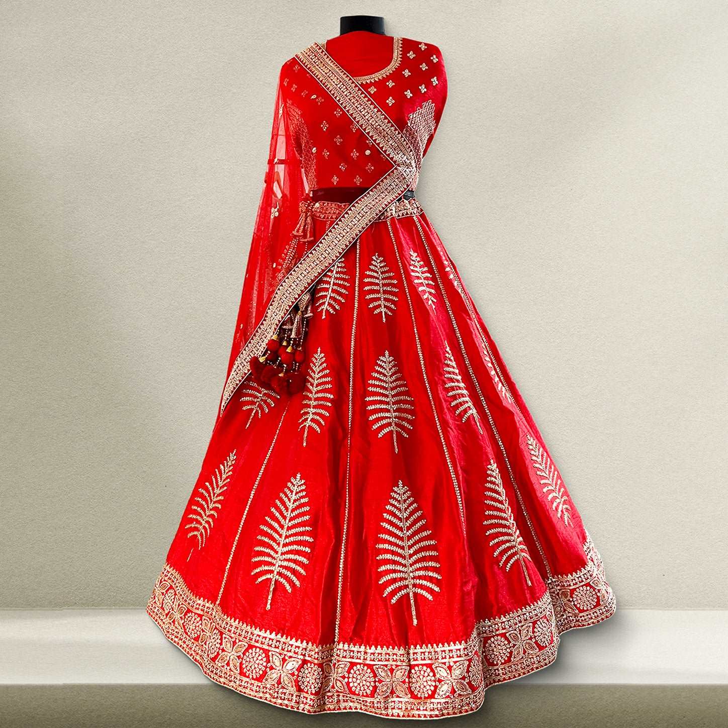 Dulhan in Red Lehenga Elegance: Sabyasachi-Inspired Royal Baggi Collection JMS Studio {{ Royal Red Bridal Lehenga}}