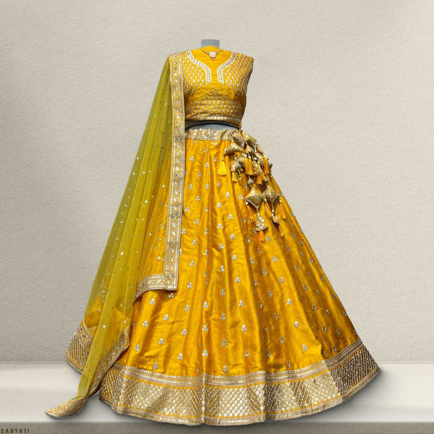 Booti Work Raw Silk Haldi Lehenga: Sabyasachi-Inspired Royal Baggi Collection JMS Studio {{ Royal Red Bridal Lehenga}}