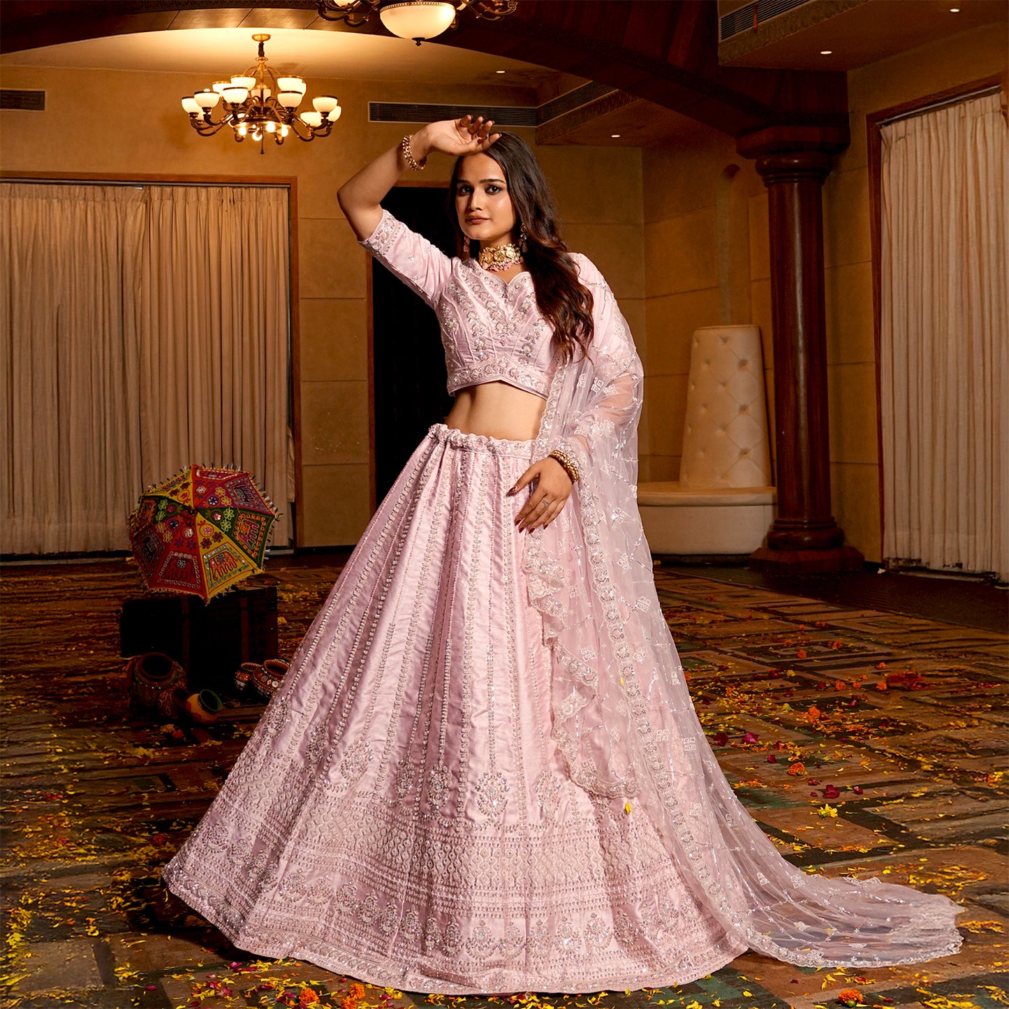 Rosé - Wedding Trousseau in Pastel Hues Blush Pink Lehenga
