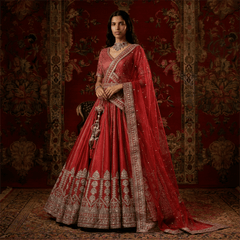Pure Kalidar - The 36-Kali Royal Red Bridal Lehenga