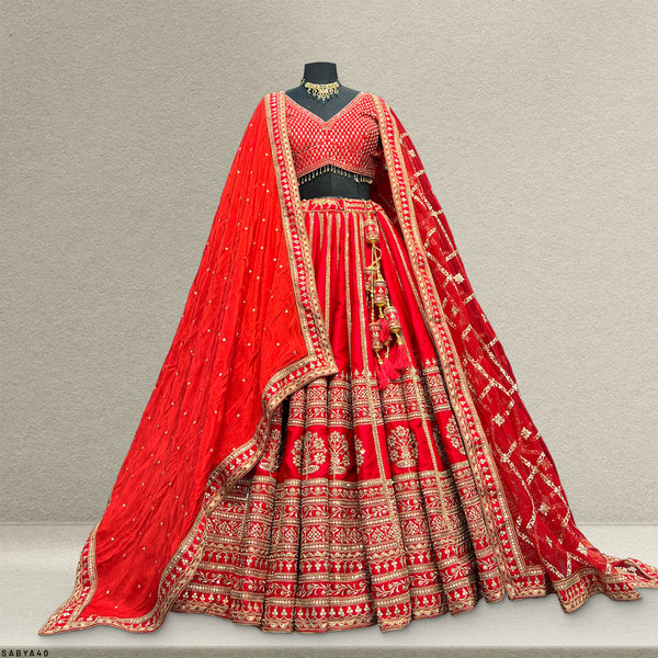 Dulhan in Red Lehenga : 40 Kali FLT Inspired Flared Sabya Lehenga