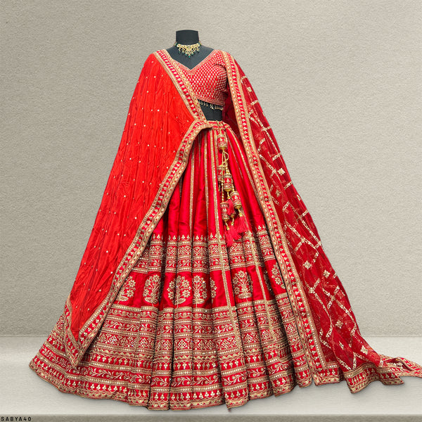 Dulhan in Red Lehenga : 40 Kali FLT Inspired Flared Sabya Lehenga