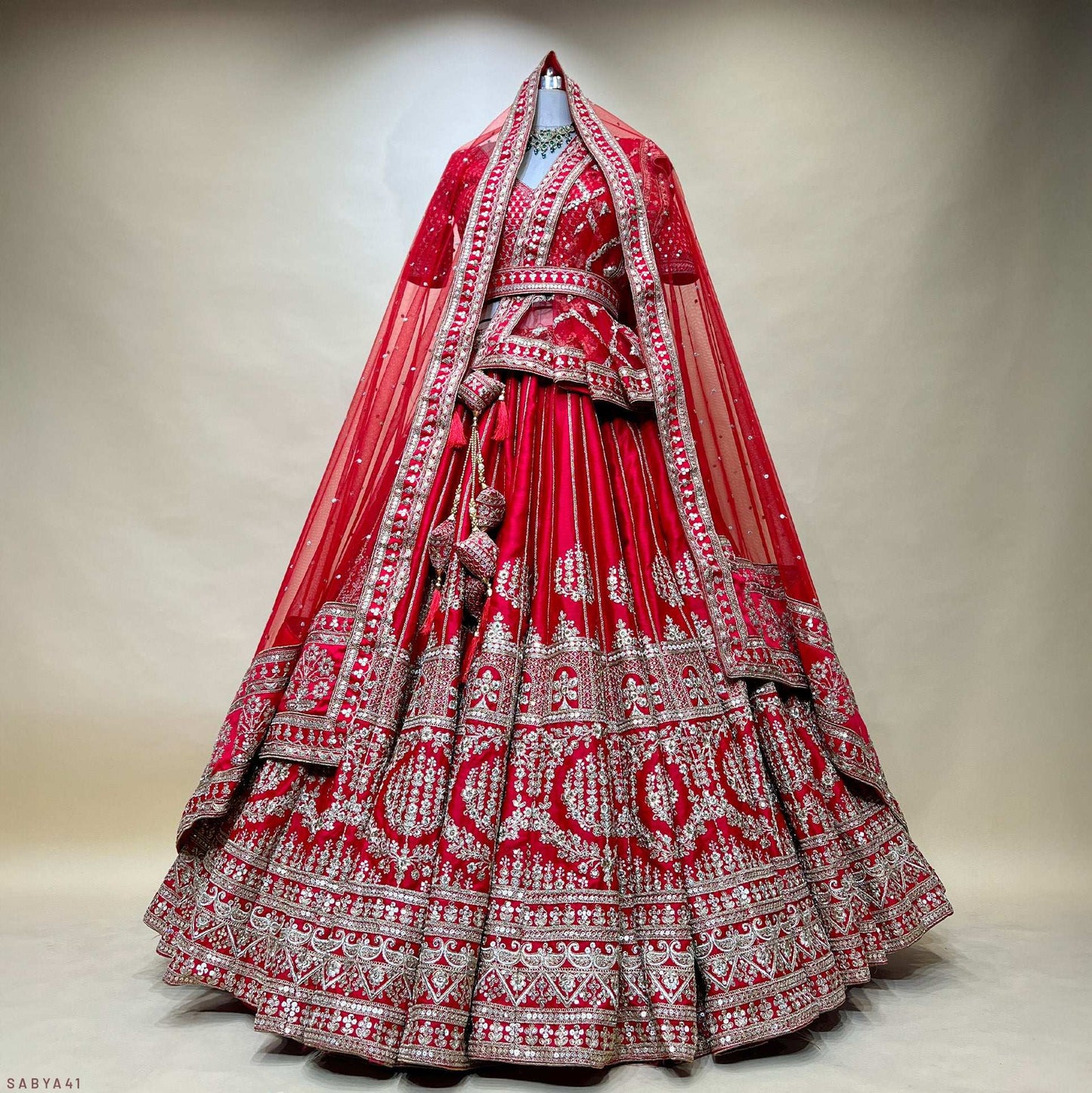 The 40-Kali Royal Red Bridal Lehenga With 12-Meter Flair