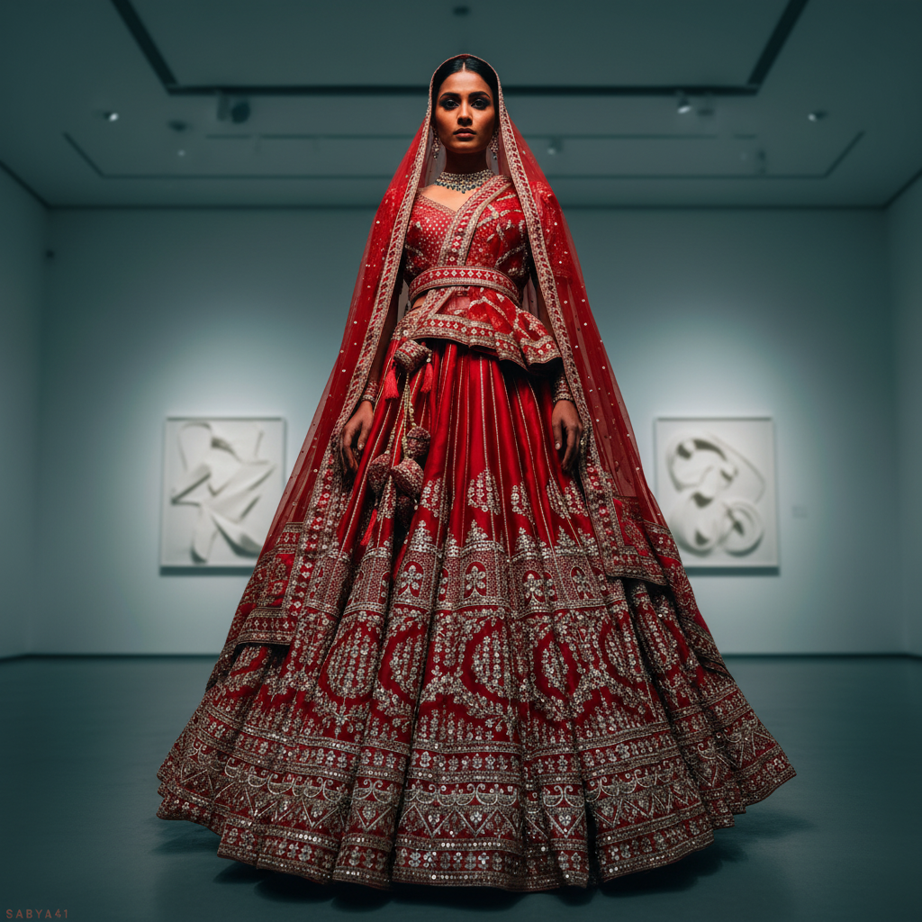 The 40-Kali Royal Red Bridal Lehenga With 12-Meter Flair