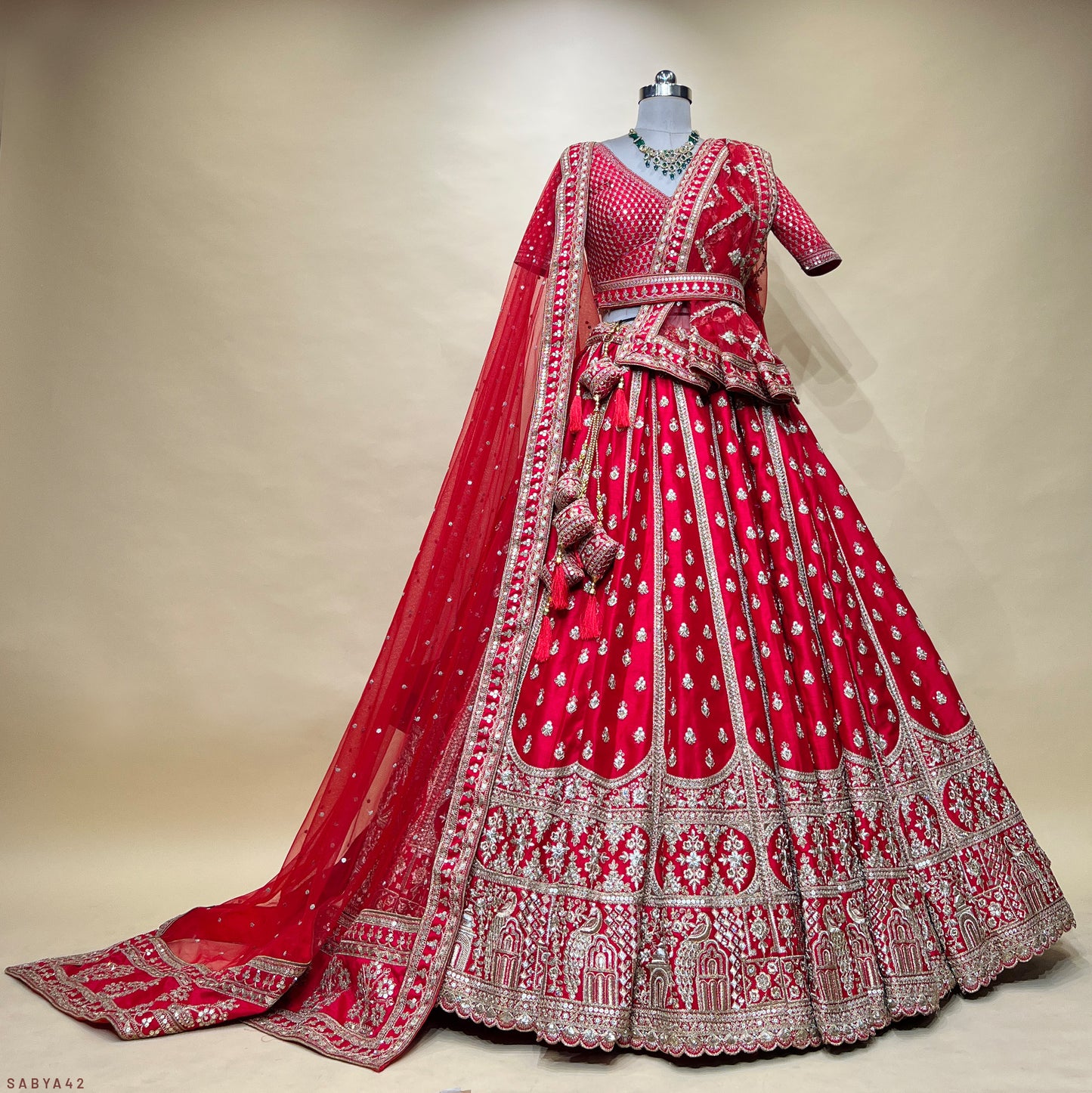 The 40-Kali Royal Red Bridal Lehenga With 12-Meter Flair
