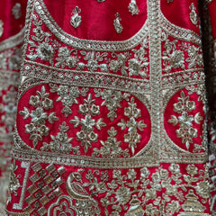 Dulhan in Red Lehenga : 12 Meter Flared Minimal Royal Red Bridal Lehenga