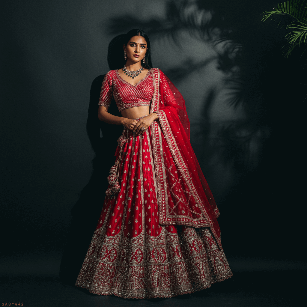 The 40-Kali Royal Red Bridal Lehenga With 12-Meter Flair