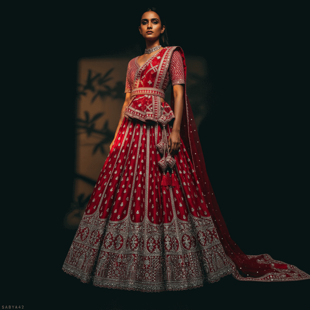 The 40-Kali Royal Red Bridal Lehenga With 12-Meter Flair