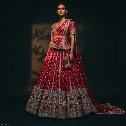 The 40-Kali Royal Red Bridal Lehenga With 12-Meter Flair