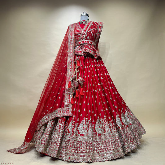 The 40-Kali Royal Red Bridal Lehenga With 12-Meter Flair