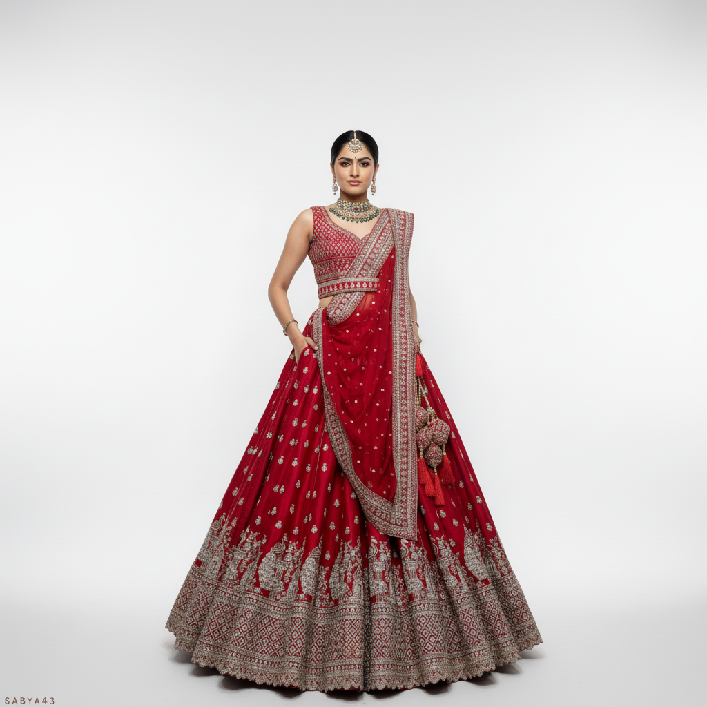The 40-Kali Royal Red Bridal Lehenga With 12-Meter Flair