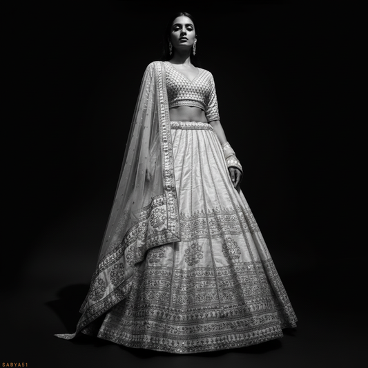 Royal Baggi - Minimal & Modern Classic Raw Silk Designer Lehenga