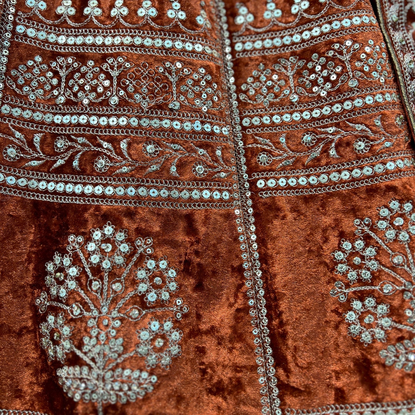 Damsel - 18 Kali Designer Velvet Bollywood Replica Lehenga Rust Orange