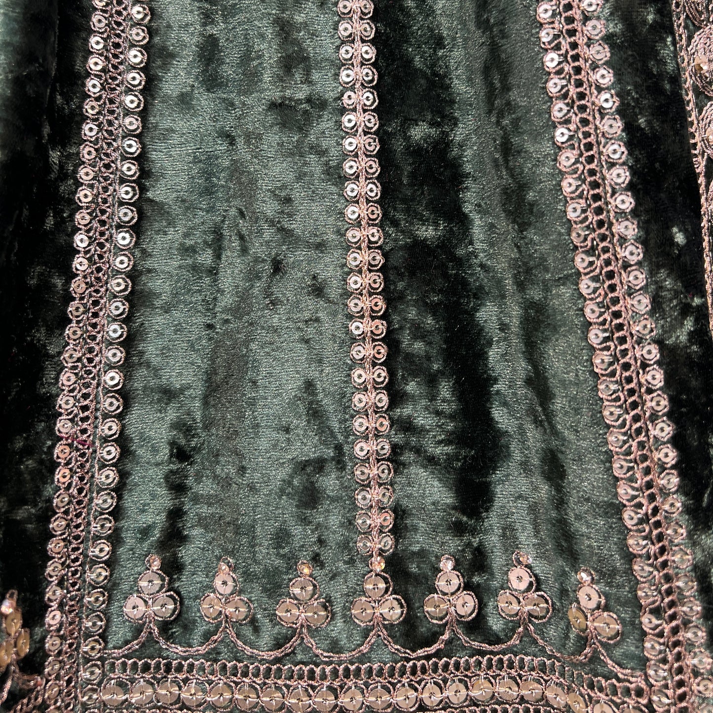 Damsel - 18 Kali Designer Velvet Bollywood Replica Lehenga Bottle Green