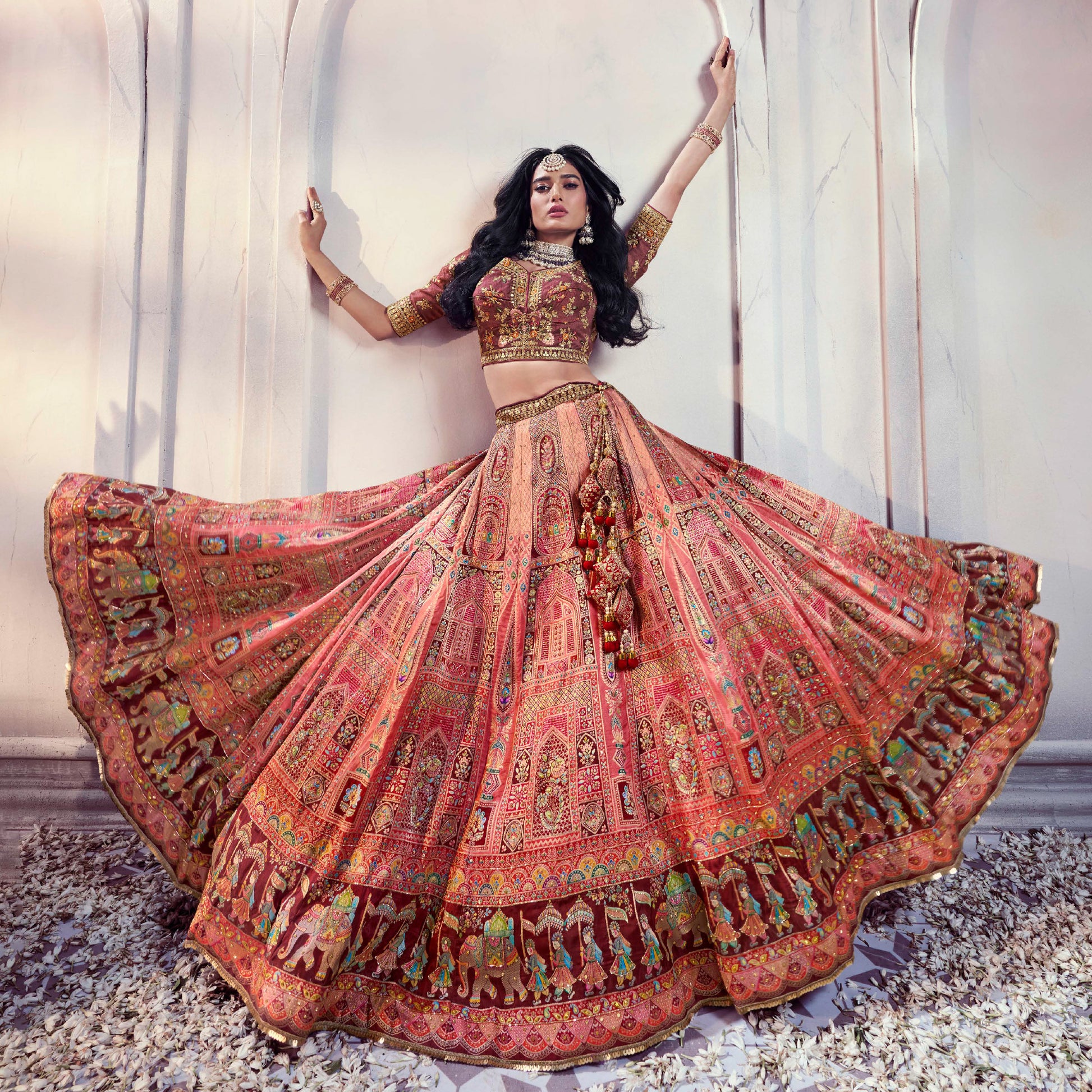 Shringaar: Luxurious Banarasi Silk Lehengas with Intricate Silk Work Blouse JMS Studio {{ Royal Red Bridal Lehenga}}