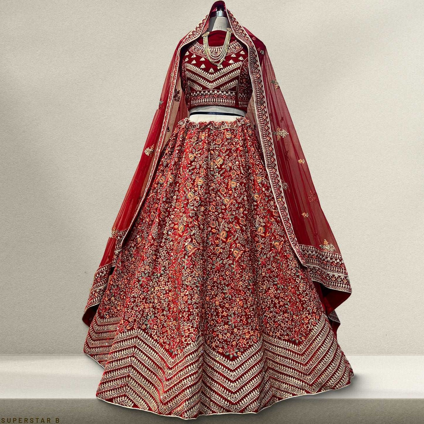 Pagfera - Multicolor Wedding Marriage Bridal Lehenga JMS Studio {{ Royal Red Bridal Lehenga}}