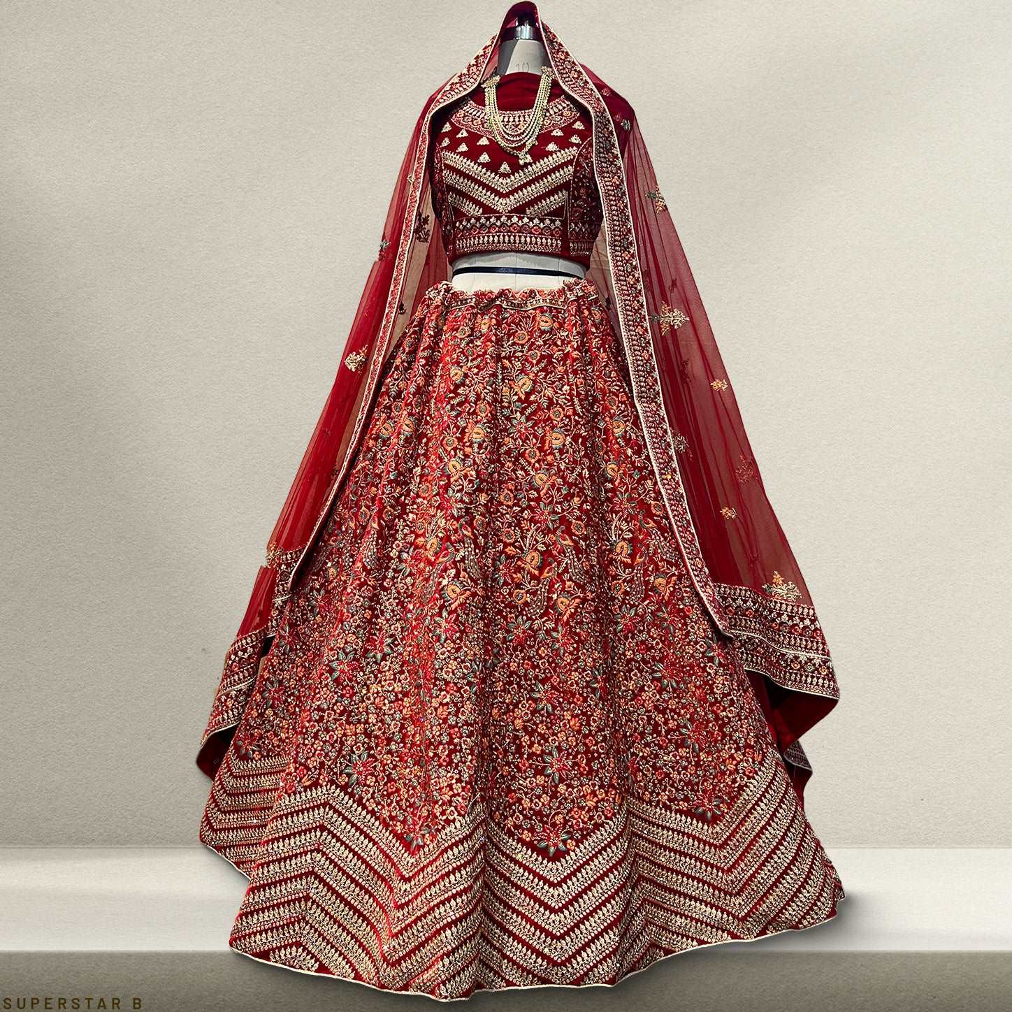 Pagfera - Multicolor Wedding Marriage Bridal Lehenga JMS Studio {{ Royal Red Bridal Lehenga}}