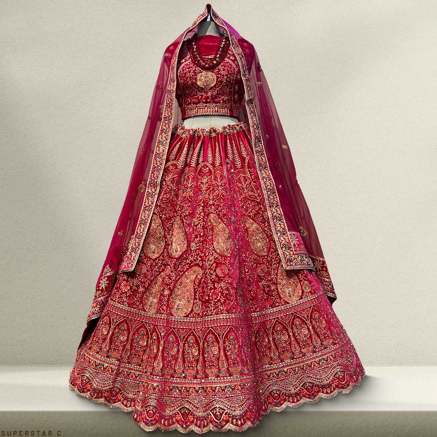 Pagfera - Multicolor Wedding Marriage Bridal Lehenga JMS Studio {{ Royal Red Bridal Lehenga}}