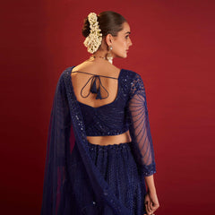 Jazzagals - Designer Replica Monotone Handwork Couture Lehenga Blue
