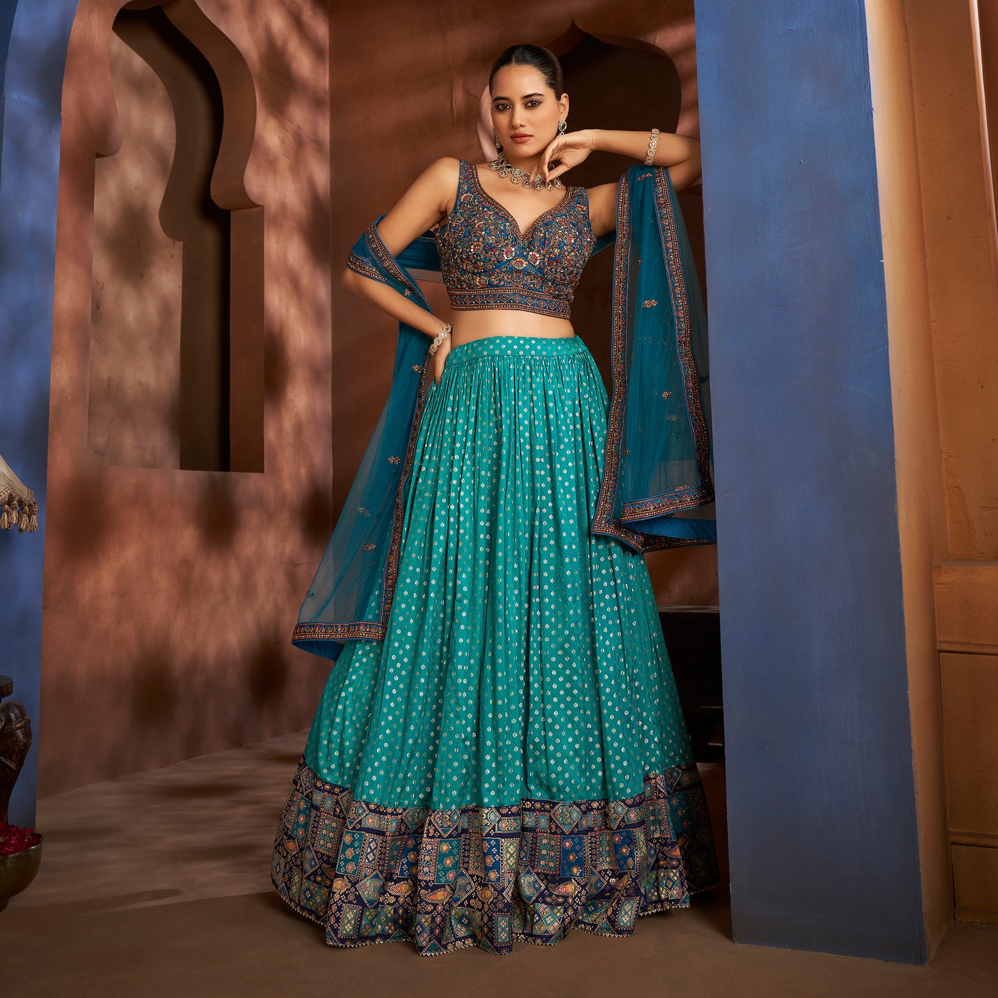 Gulal - Ready-to-Wear Multi Color Silk Lehenga Choli